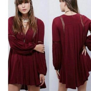 Free People Maroon Just the Two of Us Tunic -XS -oversized